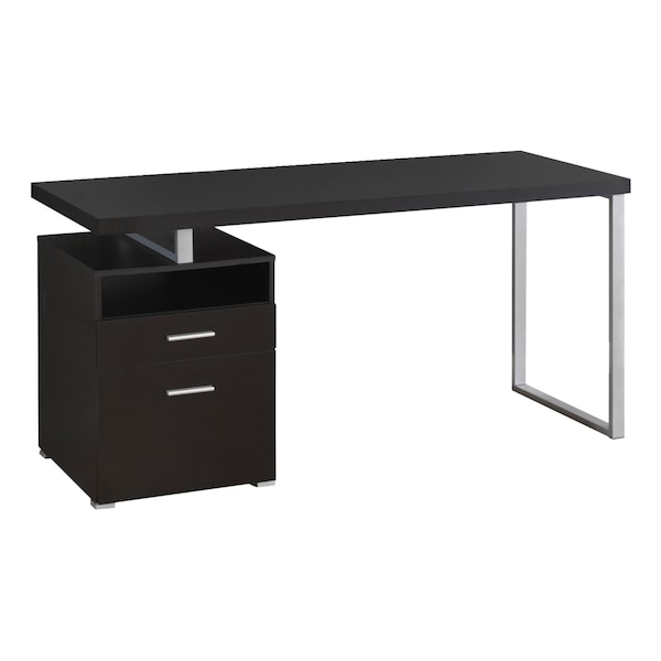 Computer Desk, Home Office, Laptop, Left, Right Set-up, Storage Drawers, 60"L, Work, Metal, Brown